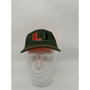 Crown Series Hat Men Adjustable Green Miami Hurricanes Hook&Eye Trucker Cap‎ NEW